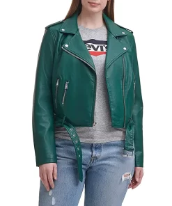 womens-belted-green-faux-leather-motorcycle-jacket