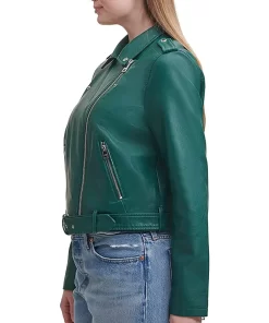 womens-belted-green-faux-leather-motorcycle-jacket