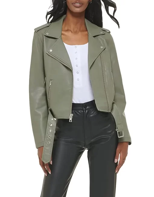 womens-belted-olive-green-faux-leather-motorcycle-jacket