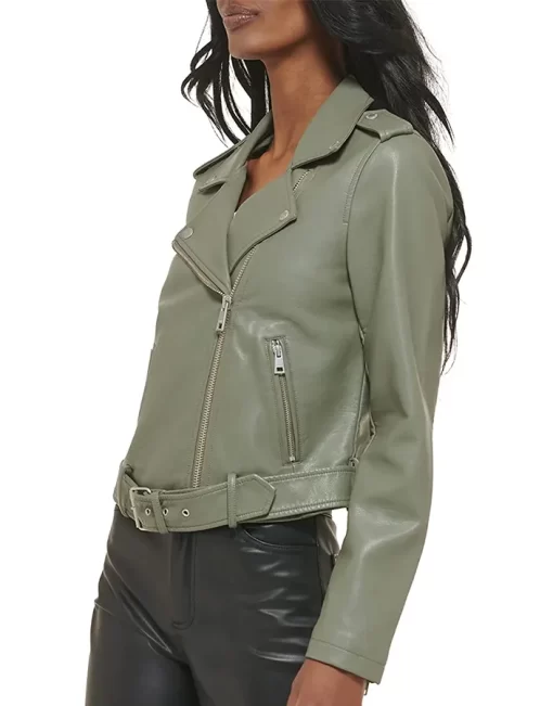 womens-belted-olive-green-faux-leather-motorcycle-jacket