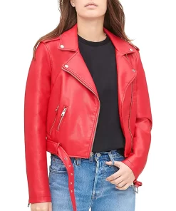 womens-belted-red-faux-leather-jacket