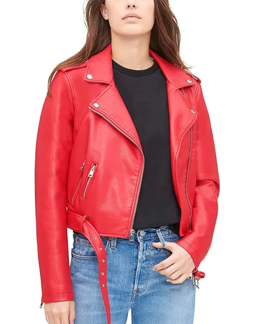 womens-belted-red-faux-leather-jacket