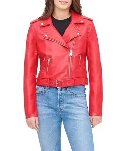 womens-belted-red-faux-leather-jacket