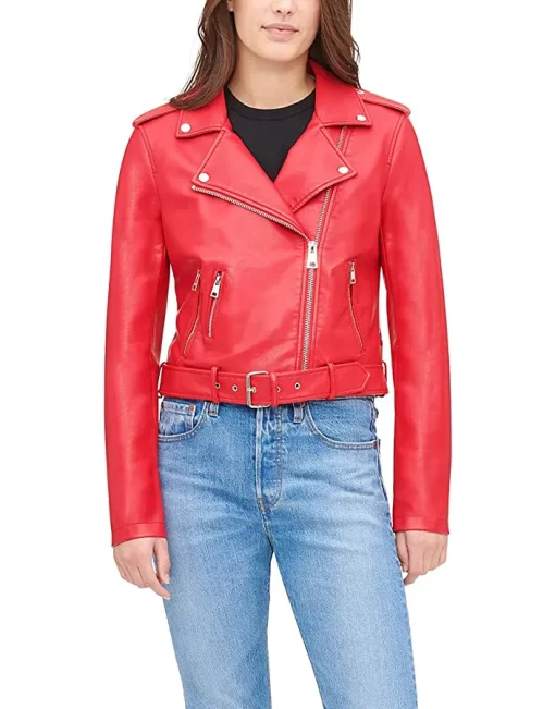 womens-belted-red-faux-leather-jacket