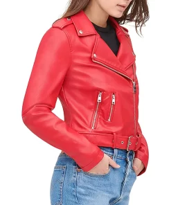 womens-belted-red-faux-leather-jacket