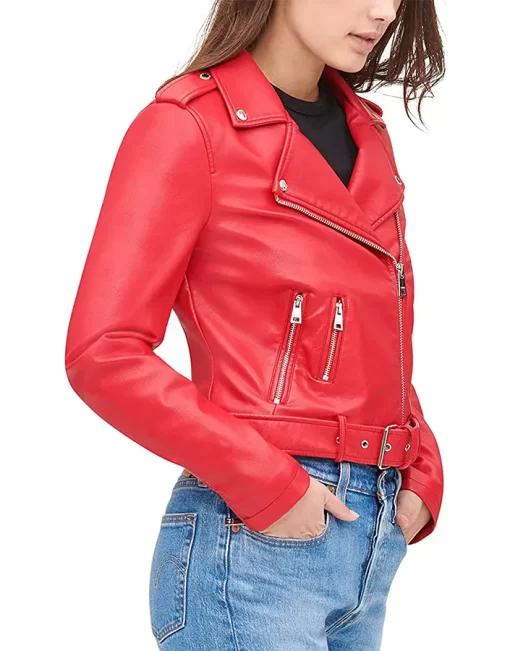 womens-belted-red-faux-leather-jacket