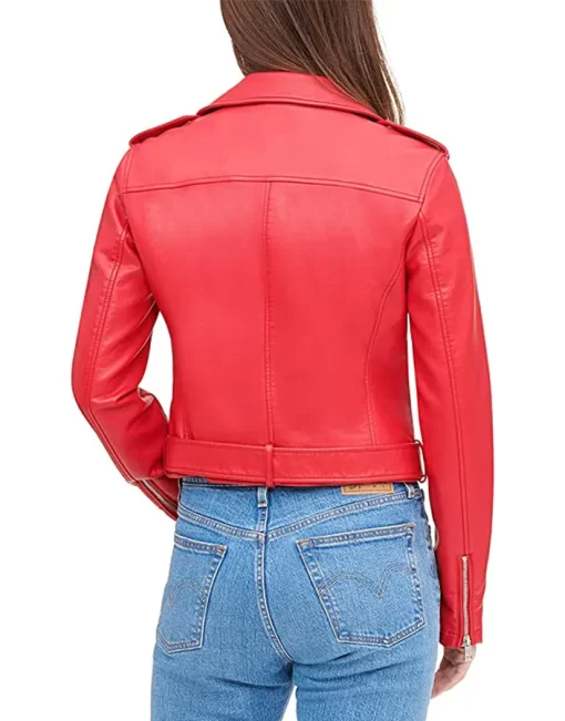 womens-belted-red-faux-leather-jacket