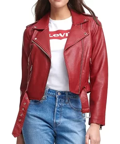 womens-belted-red-faux-leather-motorcycle-jacket