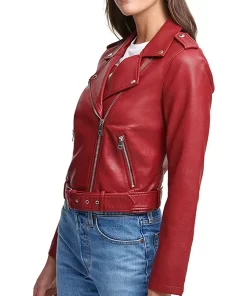 womens-belted-red-faux-leather-motorcycle-jacket