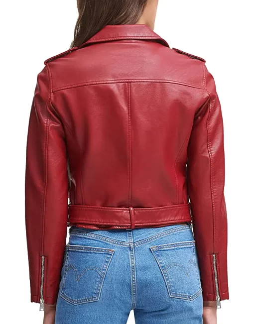 womens-belted-red-faux-leather-motorcycle-jacket