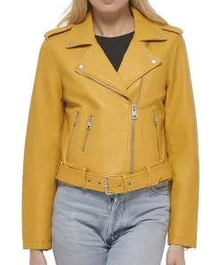 womens-belted-yellow-faux-leather-motorcycle-jacket