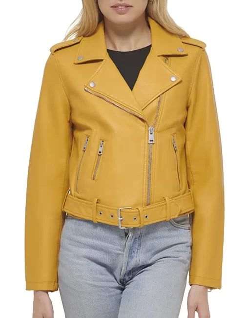 womens-belted-yellow-faux-leather-motorcycle-jacket