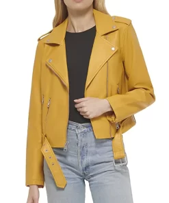 womens-belted-yellow-faux-leather-motorcycle-jacket