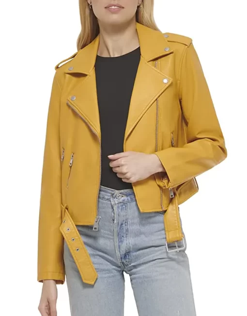 womens-belted-yellow-faux-leather-motorcycle-jacket