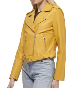 womens-belted-yellow-faux-leather-motorcycle-jacket