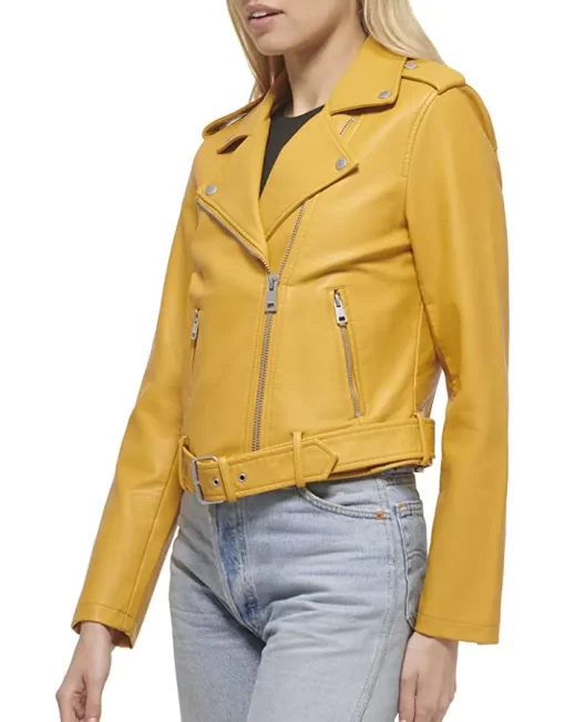 womens-belted-yellow-faux-leather-motorcycle-jacket