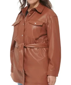 womens-brown-faux-leather-belted-shirt-jacket
