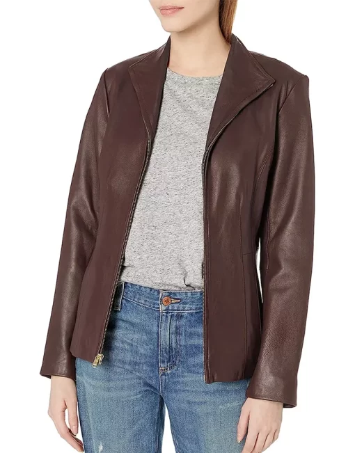 womens-brown-faux-leather-wing-collared-jacket