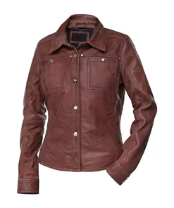 womens-button-front-shirt-collar-brown-faux-leather-jacket