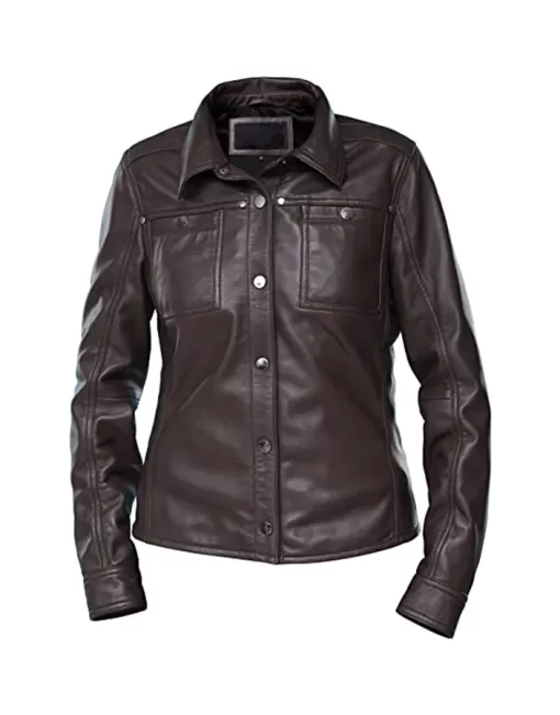 womens-button-front-shirt-collar-chocolate-brown-faux-leather-jacket