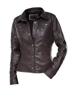 womens-button-front-shirt-collar-chocolate-brown-faux-leather-jacket