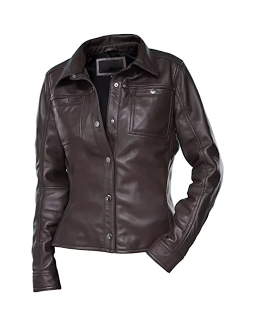 womens-button-front-shirt-collar-chocolate-brown-faux-leather-jacket