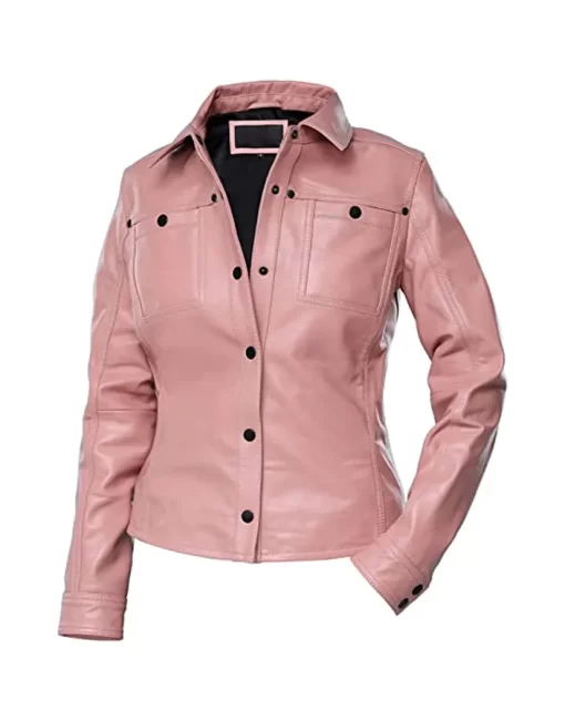 womens-button-front-shirt-collar-light-pink-faux-leather-jacket