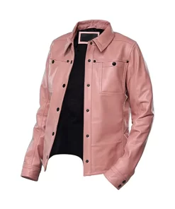 womens-button-front-shirt-collar-light-pink-faux-leather-jacket