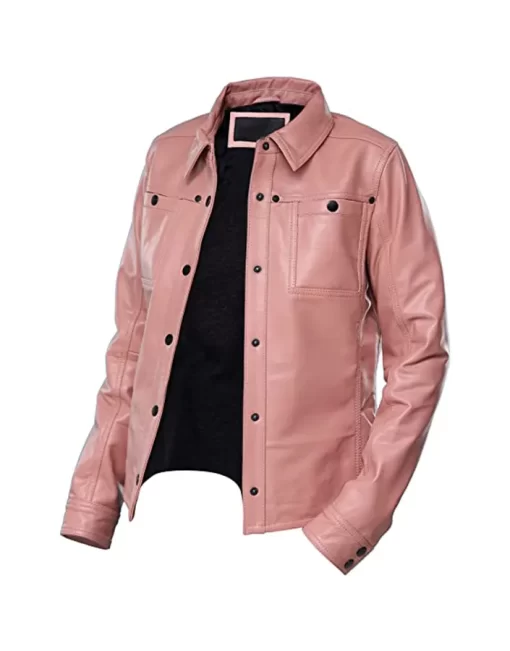 womens-button-front-shirt-collar-light-pink-faux-leather-jacket