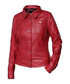 womens-button-front-shirt-collar-red-faux-leather-jacket