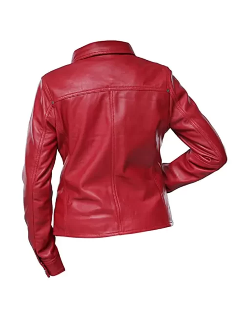 womens-button-front-shirt-collar-red-faux-leather-jacket