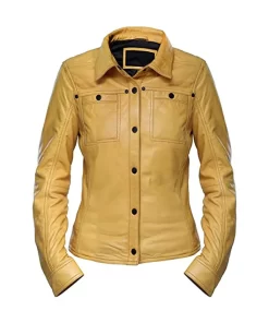 womens-button-front-shirt-collar-yellow-faux-leather-jacket