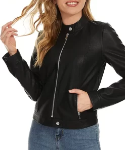 womens-casual-snap-button-collar-black-faux-leather-jacket