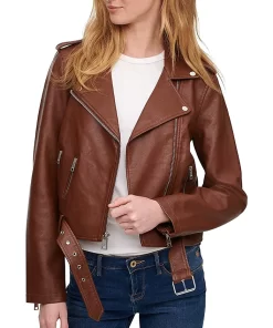 womens-dark-brown-faux-leather-motorcycle-belted-jacket