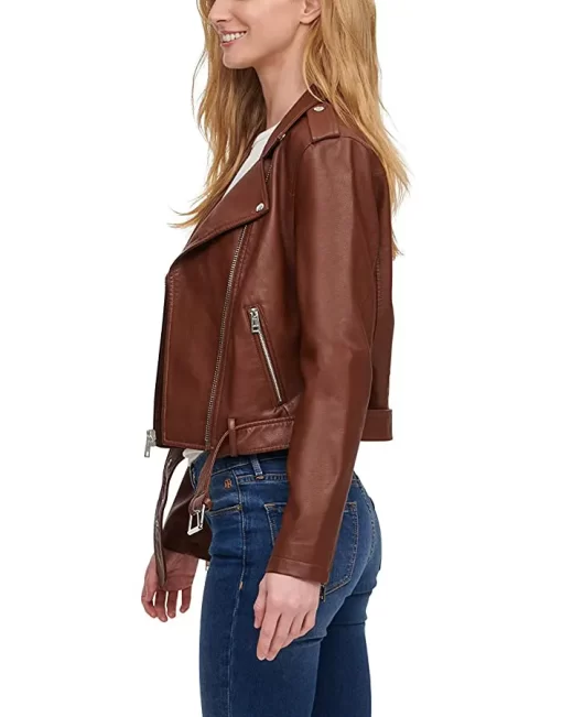 womens-dark-brown-faux-leather-motorcycle-belted-jacket