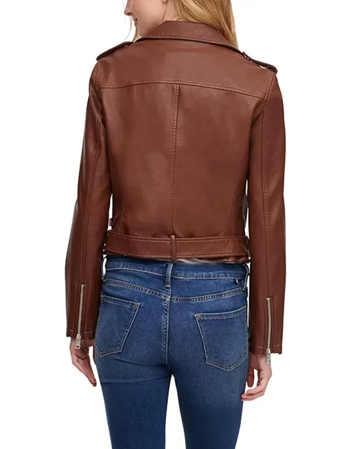 womens-dark-brown-faux-leather-motorcycle-belted-jacket