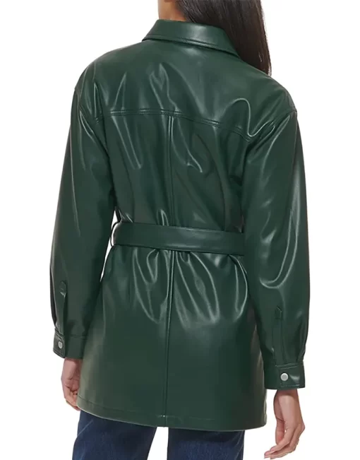 womens-green-faux-leather-belted-shirt-jacket