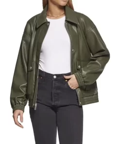 womens-green-faux-leather-dad-bomber-jacket