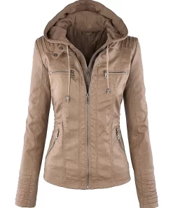 womens-khaki-faux-leather-motorcycle-jacket-with-removable-hood