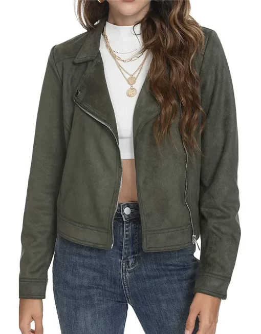 womens-lapel-collar-green-faux-leather-jacket