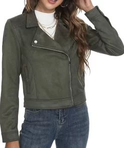 womens-lapel-collar-green-faux-leather-jacket