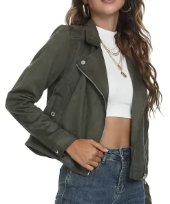 womens-lapel-collar-green-faux-leather-jacket