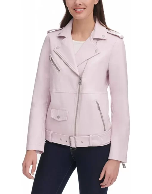 womens-light-pink-faux-leather-motorcycle-belted-jacket