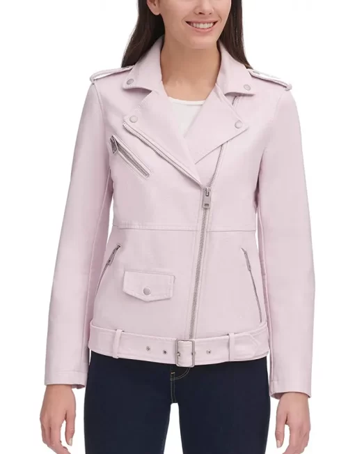 womens-light-pink-faux-leather-motorcycle-belted-jacket