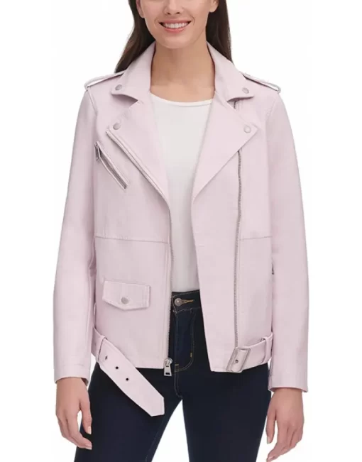 womens-light-pink-faux-leather-motorcycle-belted-jacket