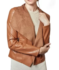 womens-open-front-brown-faux-leather-blazer-jacket