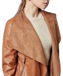 womens-open-front-brown-faux-leather-jacket