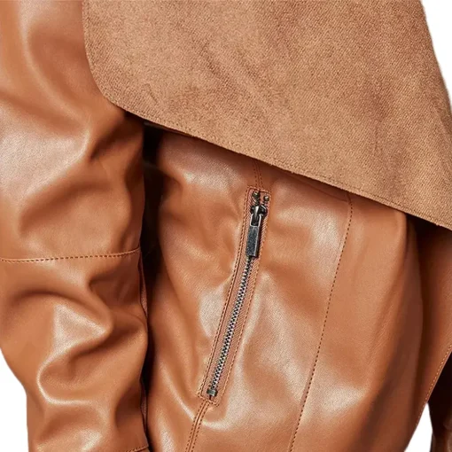 womens-open-front-brown-faux-leather-jacket