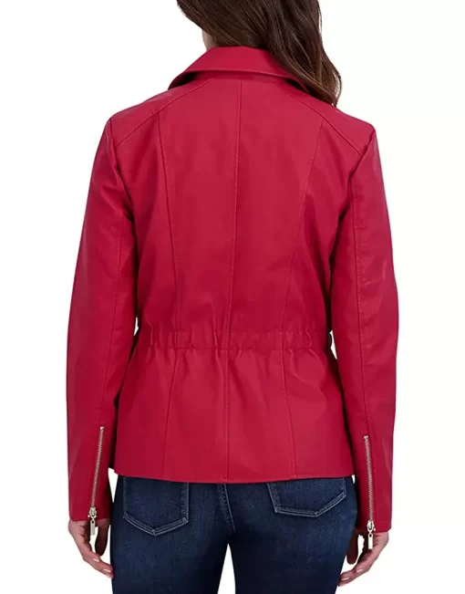 womens-red-faux-leather-shirt-collar-biker-jacket