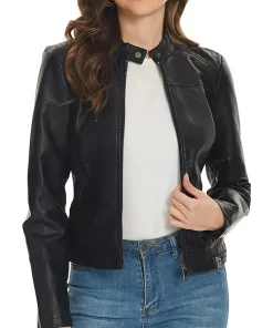 womens-snap-button-collar-black-faux-leather-jacket